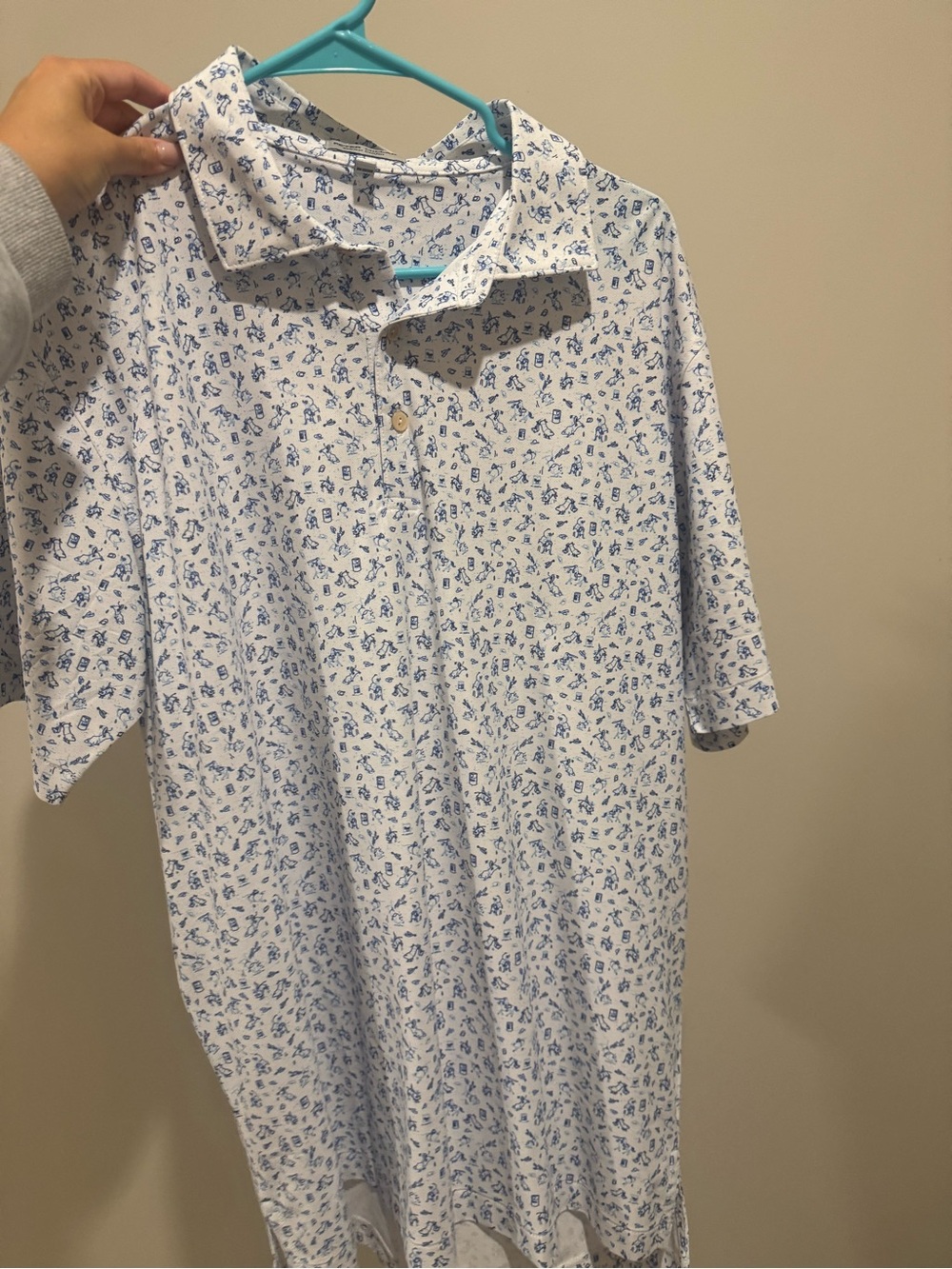 Classic Blue & White rodeo-Print Polo Shirt Golf shirt